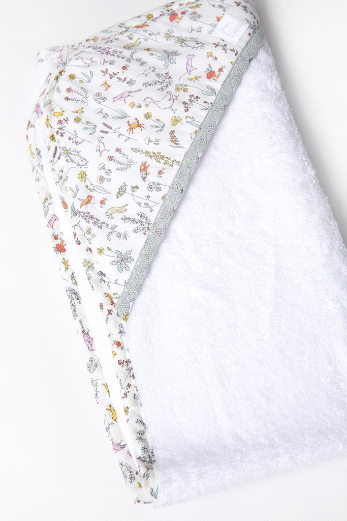 Toalla con Capucha Animales Rosa hecho con  Liberty Fabric