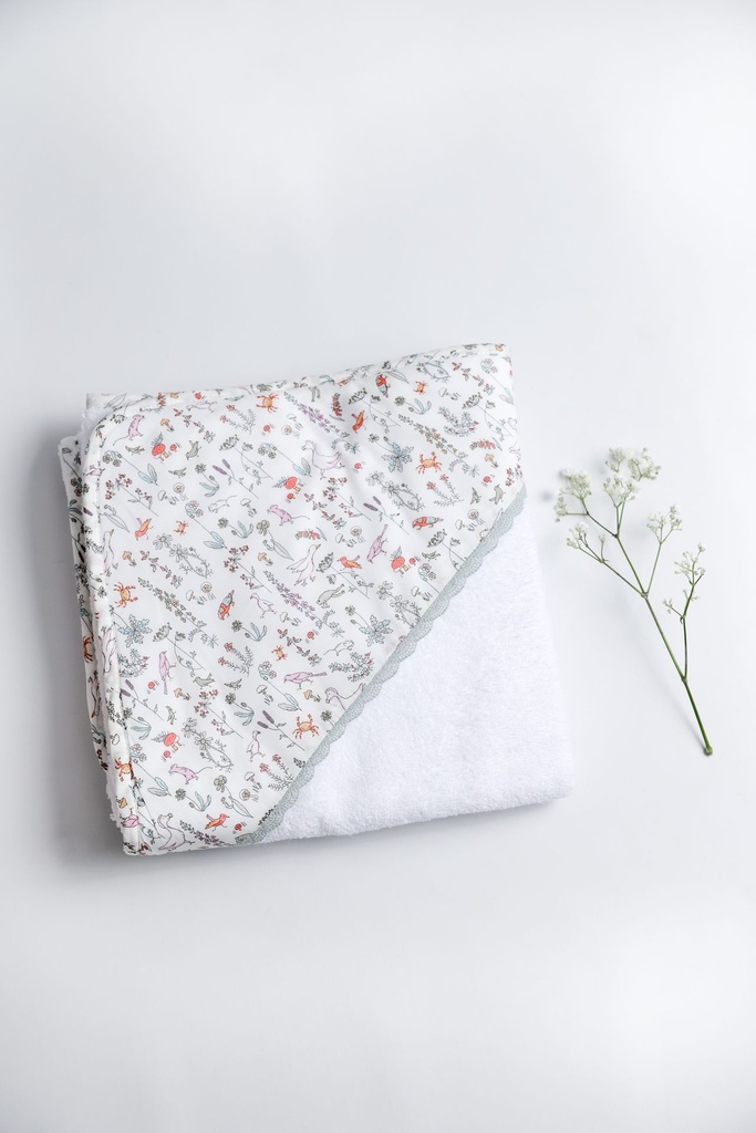 Toalla con Capucha Animales Rosa hecho con  Liberty Fabric