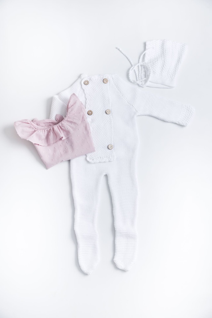 Conjunto Arizona Blanco con Camisita Plumeti Rosa 