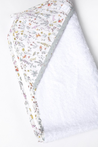 [TOA/0R/S25/T] Toalla con Capucha Animales Rosa hecho con  Liberty Fabric