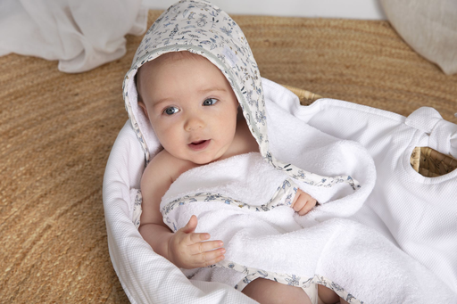 [TOA/0A/S25/T] Toalla con Capucha Animales Azul hecho con  Liberty Fabric