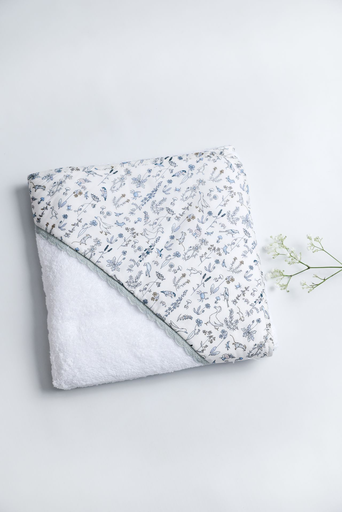 [TOA/0A/S25/T] Toalla con Capucha Animales Azul hecho con  Liberty Fabric